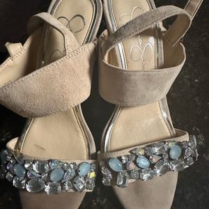 Jessica Simpson velvet nude heels